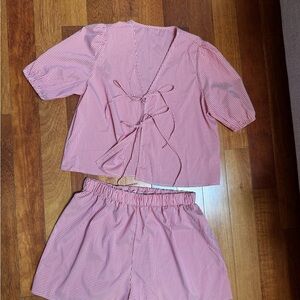 No Brand | Red & white matching gingham short set size large